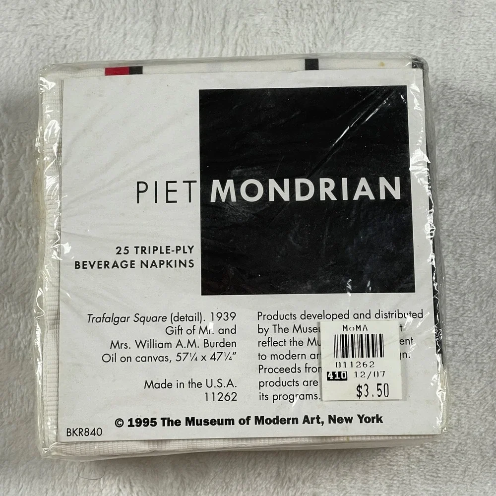 VTG 1995 MoMA Piet Mondrian Trafalgar Square Modern Art 25 Beverage Napkins New